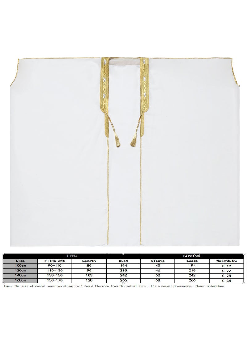 Alhadeel Boy's Bisht,Kaftan,Thobe,Abaya - Traditional White Djellaba, Lightweight Elegant Islamic Wear for Ramadan, Eid & Prayers - Image 5